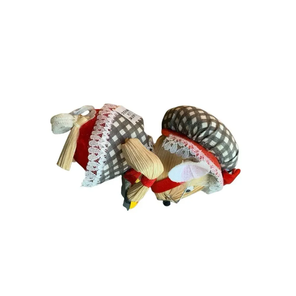 Vintage Kurt Adler Christmas Tree Ornament Grandma Baking‎ Mouse Corn Husk 5”